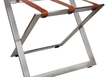 Luggage rack R04S - stainless steel with cognac leather straps