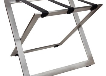 Luggage rack R04S - stainless steel with black leather straps