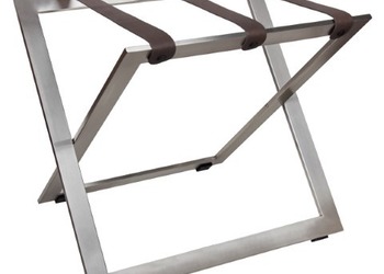 Luggage rack R04S - stainless steel with grey leather straps