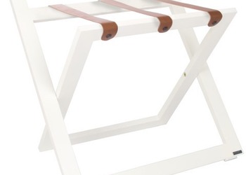 R02S luggage rack - white color with brown (cognac) leather straps