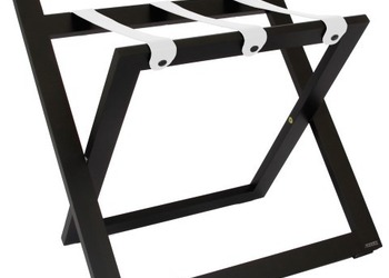 R02S luggage rack - wenge color with white leather strapes