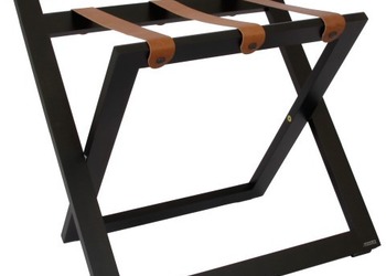 R02S luggage rack - wenge color with brown (cognac) leather strapes