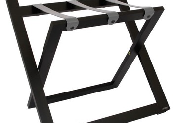 R02S luggage rack - wenge color with grey leather strapes