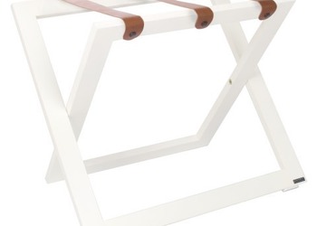 R01S luggage rack - white with brown (cognac) leather straps