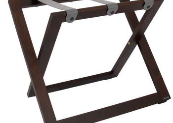 R01S luggage rack - walnut color with grey leather straps