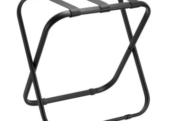 Luggage Rack R05S - black steel with black leather straps