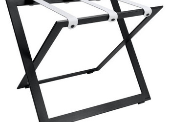 Luggage rack R04BS - black steel with white leather straps
